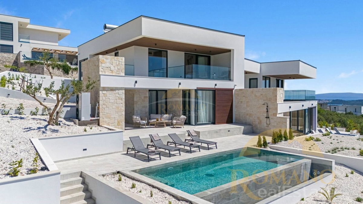 Moderna dvojna vila z infinity bazenom in panoramskim razgledom – Seget Gornji